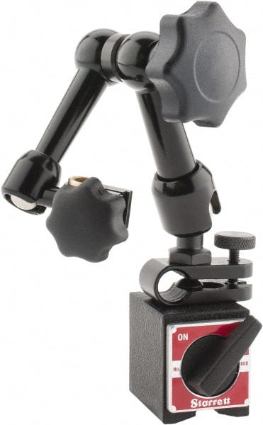 Starrett - 70 Lb Magnetic Force, Fine Adjustment Indicator Positioner & Holder with Base - Articulated Arm, Rectangular Base, 1" Base Height, 1-3/16" Base Length, 1-7/16" Base Width - Exact Tooling