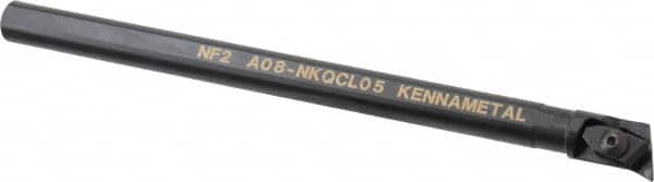 Kennametal - NP.., 17.5° Lead Angle A-NKQC Internal Left Hand Indexable Profiling Toolholder - 1/2" Shank Width, 8" Long, Steel, Through Coolant - Exact Tooling