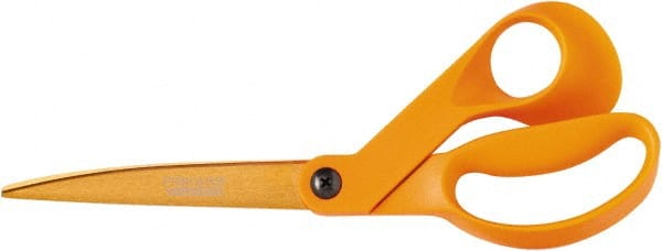 Fiskars - 3-11/16" LOC, 9" OAL TiN Coated Stainless Steel Ergonomic Titanium Nitride Shop Scissor - Ambidextrous, Bent Handle, For Shop Use - Exact Tooling