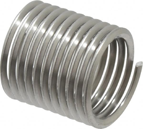 Recoil - 7/16-20 UNF, 0.656" OAL, Free Running Helical Insert - 10-5/8 Free Coils, Tanged, Stainless Steel, 1-1/2D Insert Length - Exact Tooling