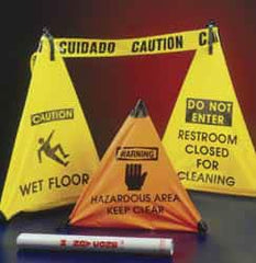 NMC - Do Not Enter - Restroom Closed for Cleaning, 18" High, Plastic Floor Sign - POP-UP, Yellow, For Restroom, Janitorial & Housekeeping - Exact Tooling