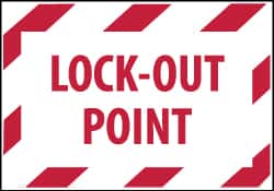 NMC - Accident Prevention Label - Legend: Lock-Out Point, English, Red on White, 5" Long x 3" High, Sign Muscle Finish - Exact Tooling