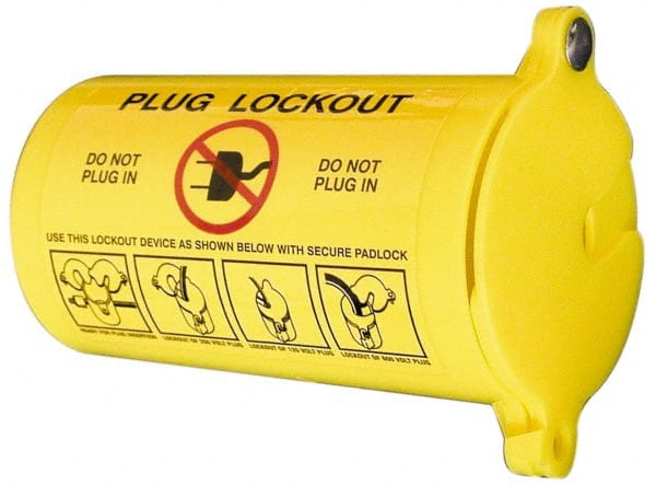 NMC - Plastic Plug Lockout - 3" Plug Size, 1-1/4 Max Cord Diam, 5-1/2" Lockout Length, 1 Padlock - Exact Tooling