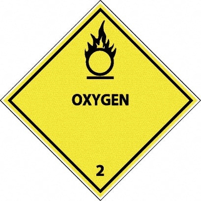 NMC - Oxygen DOT Shipping Label - 4" High x 4" Wide - Exact Tooling