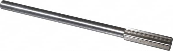Interstate - 0.599" High Speed Steel 6 Flute Chucking Reamer - Straight Flute, 7/16" Straight Shank, 2" Flute Length, 8" OAL - Exact Tooling