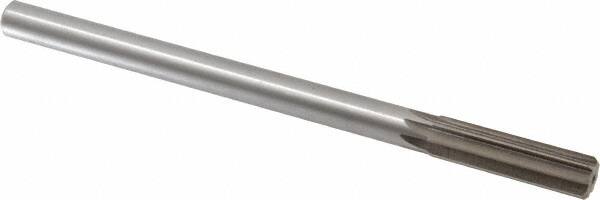 Interstate - 0.615" High Speed Steel 6 Flute Chucking Reamer - Straight Flute, 9/16" Straight Shank, 2-1/4" Flute Length, 9" OAL - Exact Tooling