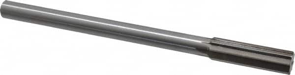 Interstate - 0.696" High Speed Steel 6 Flute Chucking Reamer - Straight Flute, 9/16" Straight Shank, 2-1/4" Flute Length, 9" OAL - Exact Tooling