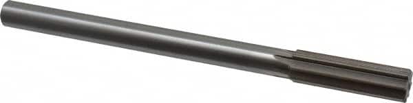 Interstate - 0.743" High Speed Steel 6 Flute Chucking Reamer - Straight Flute, 5/8" Straight Shank, 2-1/2" Flute Length, 9-1/2" OAL - Exact Tooling