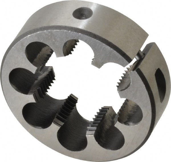 Interstate - 1-1/8 - 16 UNS Thread, 2" Outside Diam High Speed Steel Round Die - Right Hand Thread, Adjustable - Exact Tooling