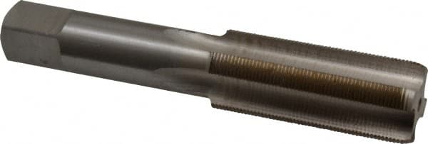 Interstate - M22x1.00 Metric Fine 6H 4 Flute Bright Finish High Speed Steel Straight Flute Standard Hand Tap - Bottoming, Right Hand Thread, 4-11/16" OAL, 2-7/32" Thread Length, D7 Limit, Oversize - Exact Tooling