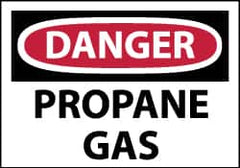 NMC - Hazardous Materials Label, Header: DANGER - Legend: Danger - Propane Gas, English, Red, Black & White, 5" Long x 3" High, Sign Muscle Finish - Exact Tooling