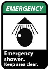 NMC - "Emergency - Emergency Shower - Keep Area Clear", 14" Long x 10" Wide, Aluminum Safety Sign - Rectangle, 0.04" Thick, Use for First Aid - Exact Tooling