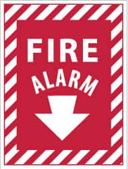 NMC - Fire Alarm, Pressure Sensitive Vinyl Fire Sign - 9" Wide x 12" High - Exact Tooling