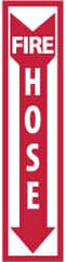 NMC - Fire Hose, Pressure Sensitive Vinyl Fire Sign - 4" Wide x 18" High - Exact Tooling