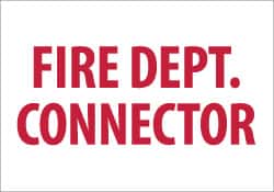NMC - Fire Dept. Connector, Pressure Sensitive Vinyl Fire Sign - 10" Wide x 7" High - Exact Tooling
