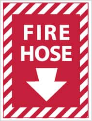 NMC - Fire Hose, Plastic Fire Sign - 9" Wide x 12" High - Exact Tooling