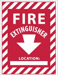 NMC - Fire Extinguisher Location: ____, Plastic Fire Sign - 9" Wide x 12" High - Exact Tooling