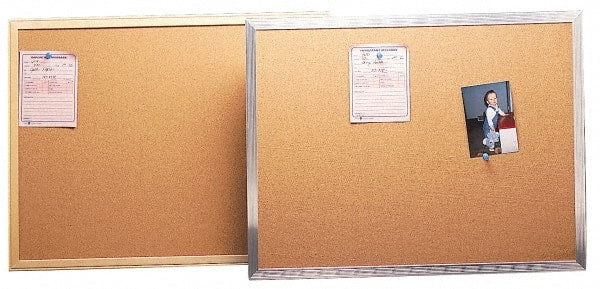 UNIVERSAL - 24" Wide x 18" High Open Cork Bulletin Board - Aluminum Frame, Natural Tan - Exact Tooling