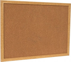 UNIVERSAL - 24" Wide x 18" High Open Cork Bulletin Board - Wood Frame, Natural Tan - Exact Tooling