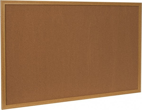 UNIVERSAL - 36" Wide x 24" High Open Cork Bulletin Board - Wood Frame, Natural Tan - Exact Tooling