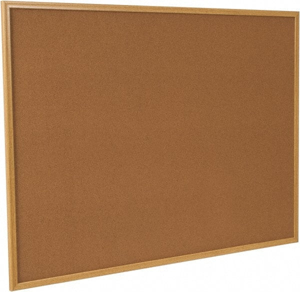 UNIVERSAL - 48" Wide x 36" High Open Cork Bulletin Board - Wood Frame, Natural Tan - Exact Tooling
