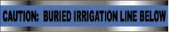 NMC - Caution: Buried Irrigation Line Below, Detectable Underground Tape - 1,000 Ft. Long x 3 Inch Wide Roll, Polyethylene on Aluminum, 5 mil Thick, Blue - Exact Tooling