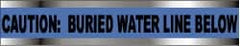 NMC - Caution: Buried Water Line Below, Detectable Underground Tape - 1,000 Ft. Long x 6 Inch Wide Roll, Polyethylene on Aluminum, 5 mil Thick, Blue - Exact Tooling