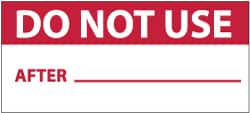 NMC - "Do Not Use - After___", 1" Long x 2-1/4" Wide, Pressure-Sensitive Vinyl Safety Sign - Rectangle, 0.004" Thick, Use for Inspection, Testing & Accident Data - Exact Tooling