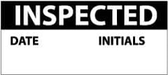 NMC - "Inspected - Date Initials", 1" Long x 2-1/4" Wide, Pressure-Sensitive Vinyl Safety Sign - Rectangle, 0.004" Thick, Use for Inspection, Testing & Accident Data - Exact Tooling