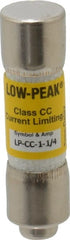 Cooper Bussmann - 300 VDC, 600 VAC, 1.25 Amp, Time Delay General Purpose Fuse - Fuse Holder Mount, 1-1/2" OAL, 20 at DC, 200 at AC (RMS) kA Rating, 13/32" Diam - Exact Tooling