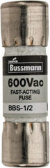 Cooper Bussmann - 600 VAC, 0.5 Amp, Fast-Acting General Purpose Fuse - Fuse Holder Mount, 1-3/8" OAL, 10 at AC kA Rating, 13/32" Diam - Exact Tooling