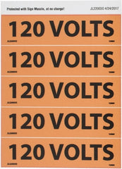 NMC - Electrical Markers Label - Legend: 120 Volts, English, Black & Orange, 4-1/2" Long x 1-1/8" High, Sign Muscle Finish - Exact Tooling