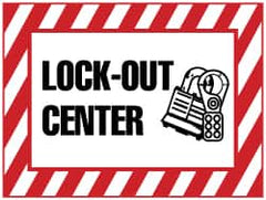 NMC - "Lock-Out Center", 10" Long x 14" Wide, Rigid Plastic Safety Sign - Rectangle, 0.05" Thick, Use for Accident Prevention - Exact Tooling
