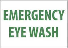 NMC - "Emergency Eye Wash", 10" Long x 14" Wide, Pressure-Sensitive Vinyl Safety Sign - Rectangle, 0.004" Thick, Use for First Aid - Exact Tooling