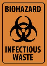 NMC - "Biohazard - Infectious Waste", 10" Long x 14" Wide, Rigid Plastic Safety Sign - Rectangle, 0.05" Thick, Use for Hazardous Materials - Exact Tooling