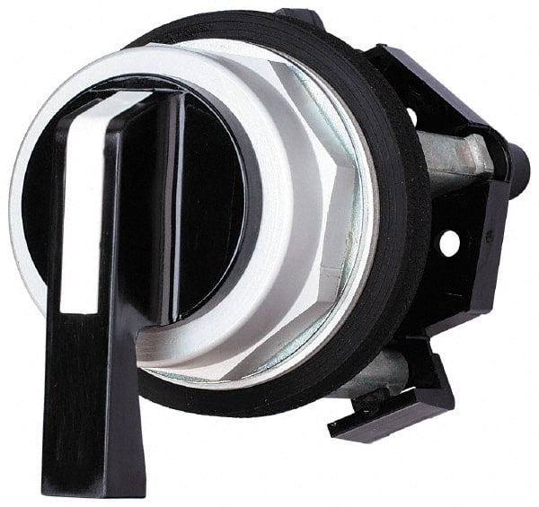 Eaton Cutler-Hammer - 30-1/2mm Mount Hole, 3 Position, Lever Operated, Selector Switch Only - Black, Momentary (MO) - Maintained (MA) - Maintained (MA), Nonilluminated, Oil and Watertight - Exact Tooling