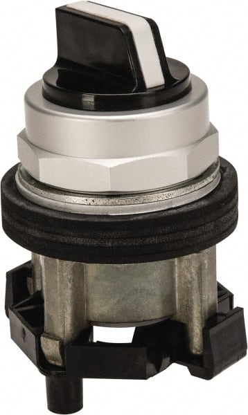 Eaton Cutler-Hammer - 30-1/2mm Mount Hole, 2 Position, Knob Operated, Selector Switch Only - Black, Maintained (MA) - Momentary (MO), Nonilluminated, Oil and Watertight - Exact Tooling