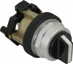 Eaton Cutler-Hammer - 30-1/2mm Mount Hole, 3 Position, Knob Operated, Selector Switch Only - Black, Maintained (MA) - Maintained (MA) - Momentary (MO), Nonilluminated, Oil and Watertight - Exact Tooling