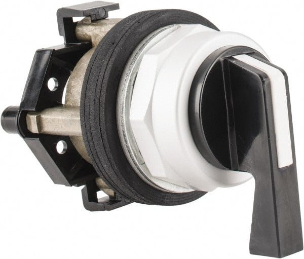 Eaton Cutler-Hammer - 30-1/2mm Mount Hole, 3 Position, Lever Operated, Selector Switch Only - Black, Maintained (MA) - Maintained (MA) - Momentary (MO), Nonilluminated, Oil and Watertight - Exact Tooling