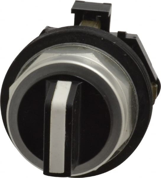 Eaton Cutler-Hammer - 30-1/2mm Mount Hole, 3 Position, Knob Operated, Selector Switch Only - Black, Momentary (MO) - Maintained (MA) - Momentary (MO), Nonilluminated, Oil and Watertight - Exact Tooling