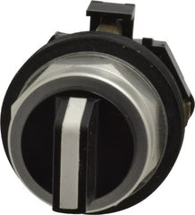 Eaton Cutler-Hammer - 30-1/2mm Mount Hole, 3 Position, Knob Operated, Selector Switch Only - Black, Momentary (MO) - Maintained (MA) - Momentary (MO), Nonilluminated, Oil and Watertight - Exact Tooling