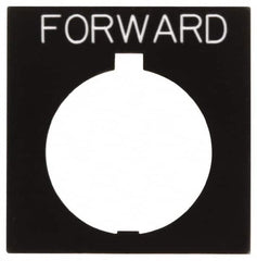 Eaton Cutler-Hammer - Square, Legend Plate - Forward - Black Background, 30-1/2mm Hole Diameter, 1.77 Inch Square - Exact Tooling