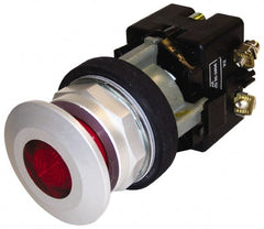 Eaton Cutler-Hammer - 30-1/2mm Mount Hole, Extended Mushroom Head, Pushbutton Switch - Red Pushbutton, Illuminated, Maintained (MA) - Exact Tooling