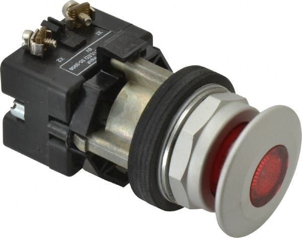 Eaton Cutler-Hammer - Extended Mushroom Head Pushbutton Switch Operator - Red, Round Button, Incandescent Lamp, Illuminated - Exact Tooling
