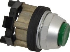 Eaton Cutler-Hammer - 30-1/2mm Mount Hole, Extended Straight, Pushbutton Switch Only - Round, Green Pushbutton, Nonilluminated, Momentary (MO), Corrosion Resistant, Oiltight and Watertight - Exact Tooling