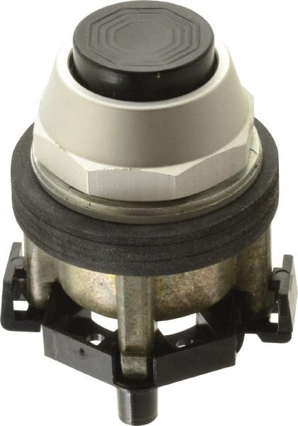 Eaton Cutler-Hammer - 30-1/2mm Mount Hole, Extended Straight, Pushbutton Switch Only - Round, Black Pushbutton, Nonilluminated, Momentary (MO), Corrosion Resistant, Oiltight and Watertight - Exact Tooling