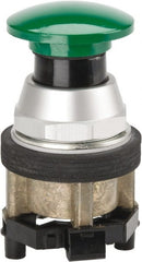 Eaton Cutler-Hammer - 40mm Mount Hole, Extended Mushroom Head, Pushbutton Switch Only - Round, Green Pushbutton, Nonilluminated, Momentary (MO), Corrosion Resistant, Oiltight and Watertight - Exact Tooling
