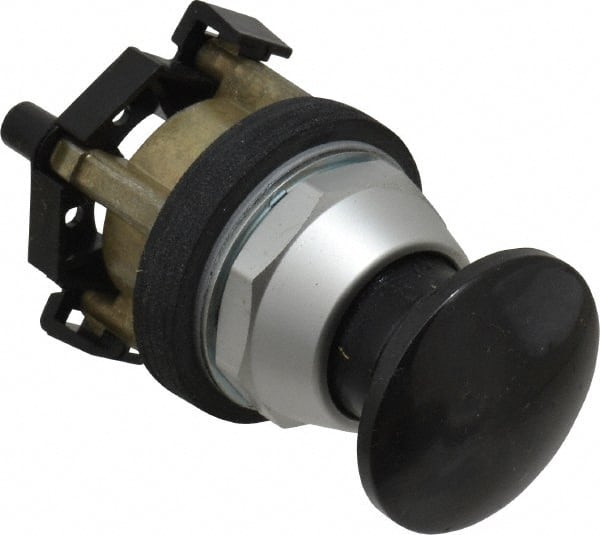 Eaton Cutler-Hammer - 30.5mm Mount Hole, 3035mm Extended Mushroom Head, Pushbutton Switch Only - Round, Black Pushbutton, Nonilluminated, Momentary (MO), Corrosion Resistant, Oiltight & Watertight - Exact Tooling