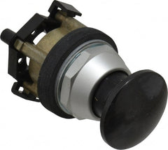 Eaton Cutler-Hammer - 30.5mm Mount Hole, 3035mm Extended Mushroom Head, Pushbutton Switch Only - Round, Black Pushbutton, Nonilluminated, Momentary (MO), Corrosion Resistant, Oiltight & Watertight - Exact Tooling