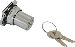 Eaton Cutler-Hammer - 30-1/2mm Mount Hole, 2 Position, Key Operated, Selector Switch Only - Silver, Momentary (MO) - Exact Tooling